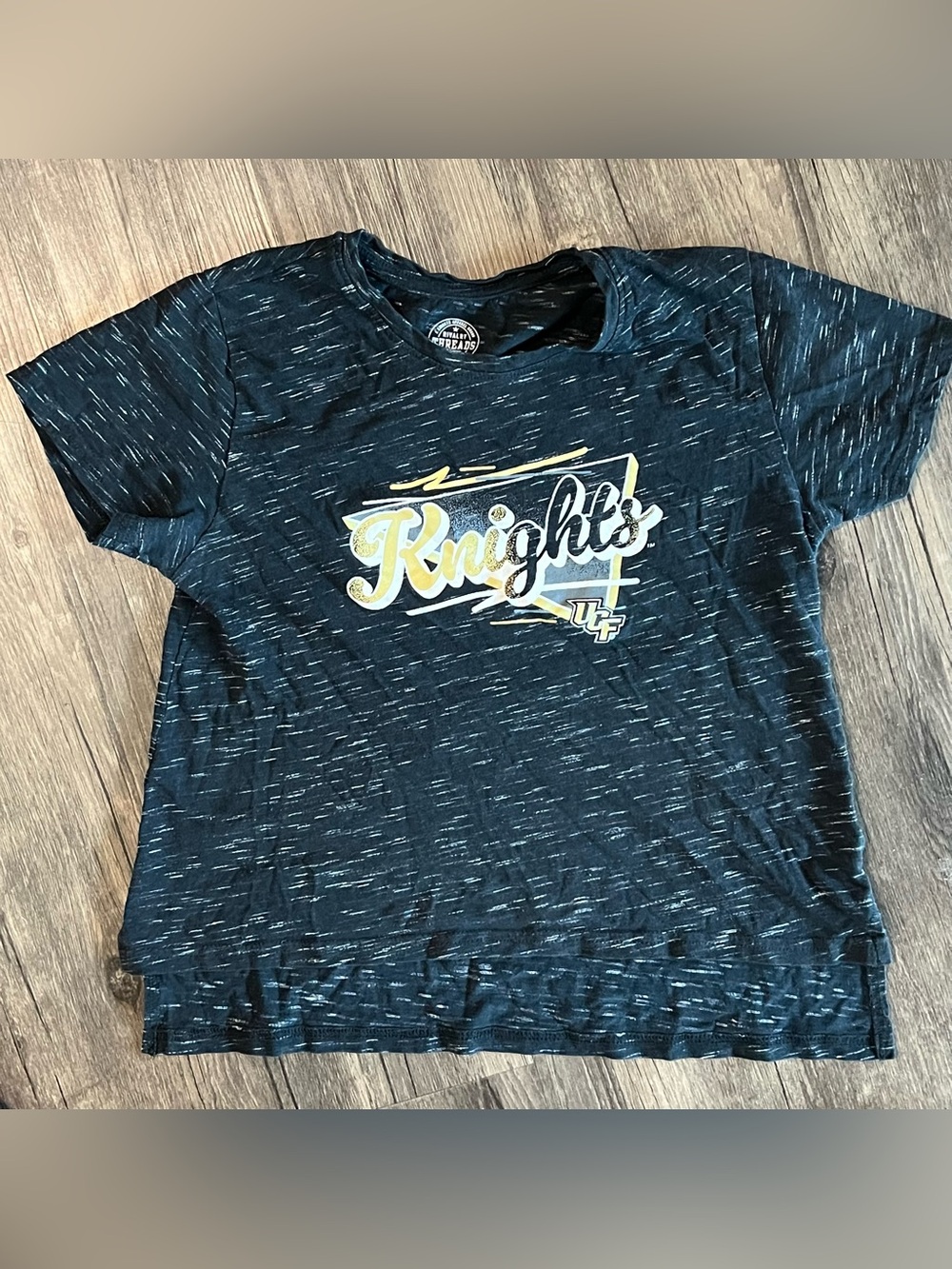 Rivalry Threads UCF Knights Black Heather Crop Layered Hem Tee Babydoll Tee NCAA